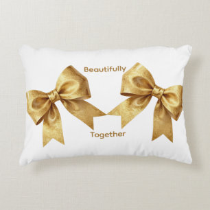 Glamour Gold Foil Ribbon Art - Minimalist Chic Can Accent Pillow