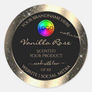 Glamour Gold Glitter Frame Product Label with Logo