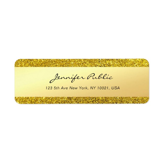 Glamour Gold Glitter Handwritten Script Name Text (Front)