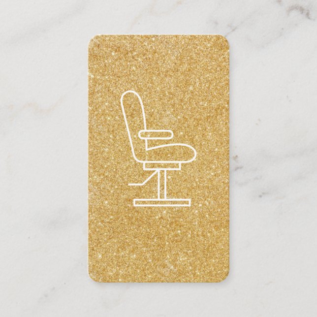 Glamour Gold Glitter Stylist Chair Business Card (Front)