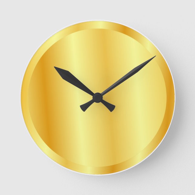 Glamour Gold Look Elegant Trendy Template Round Clock (Front)