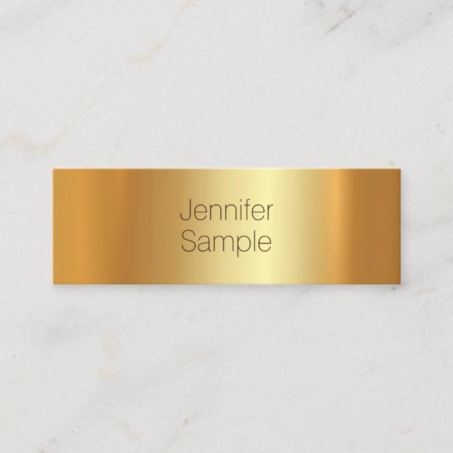 Glamour Gold Modern Beautiful Plain Trending Mini Business Card (Front)