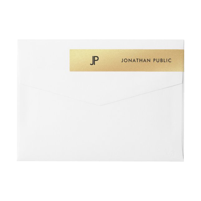 Glamour Gold Modern Elegant Design Trendy Elite Wrap Around Label (Back)