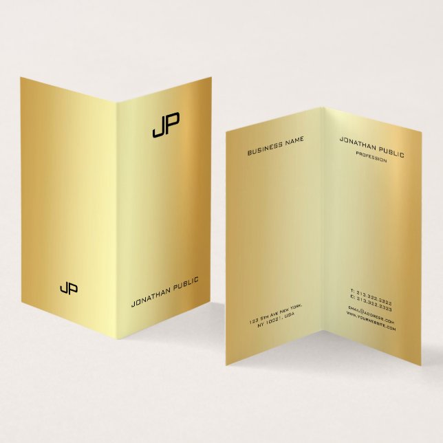Glamour Gold Modern Monogram Professional Elegant Business Card (Inside and Outside)