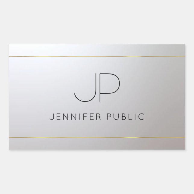 Glamour Gold Silver Monogram Template Personalized Sticker (Front)