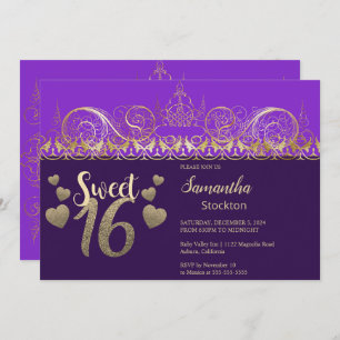 Glamour Gold Sweet 16 Invitation