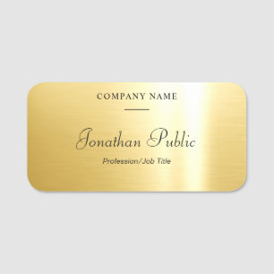 Glamour Gold Template Handwritten Script Modern Name Tag