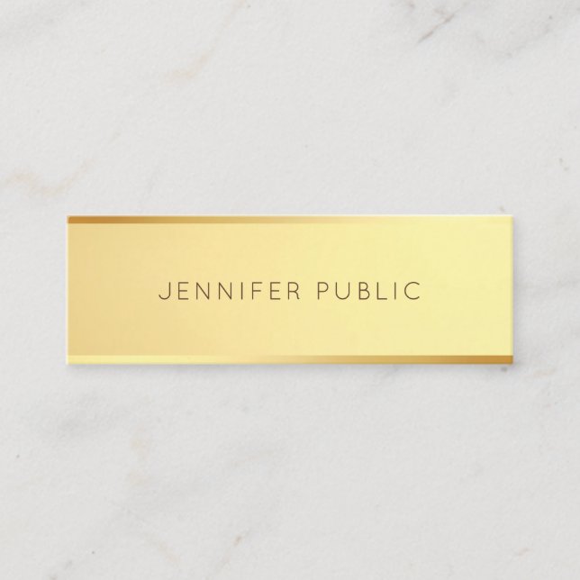 Glamour Gold Template Trendy Elegant Minimalist Mini Business Card (Front)