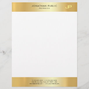 Glamour Gold White Elegant Monogram Clean Template Letterhead