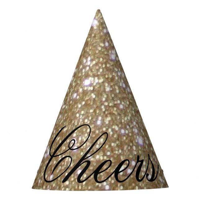 Glamour golden Glitz Bokeh lights gold glitter Party Hat (Front)
