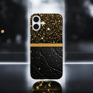 Glamour Guard (Glitter - gold - Leather) iPhone 16 Plus Case