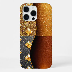 Glamour Guard: Glitter-Studded Leather iPhone 16 Pro Max Case