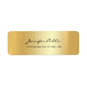 Glamour Hand Script Simple Gold Top Return Address
