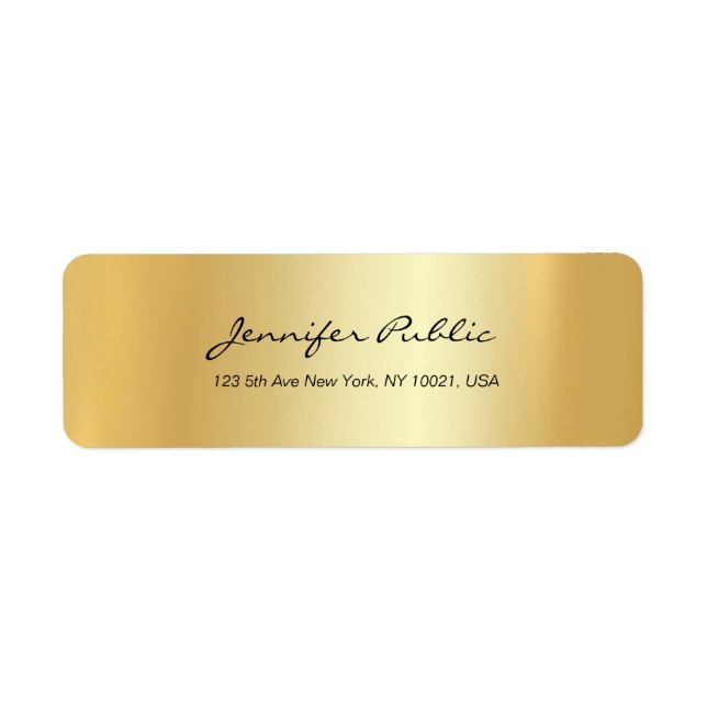 Glamour Hand Script Simple Gold Top Return Address (Front)