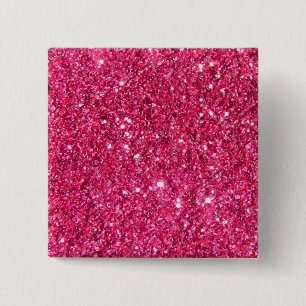 Glamour Hot Pink Glitter 2 Inch Square Button