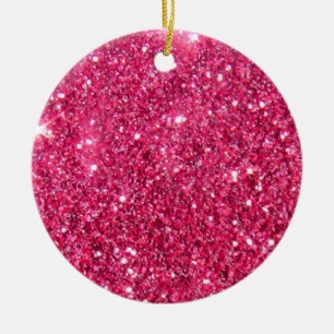 Glamour Hot Pink Glitter Ceramic Ornament