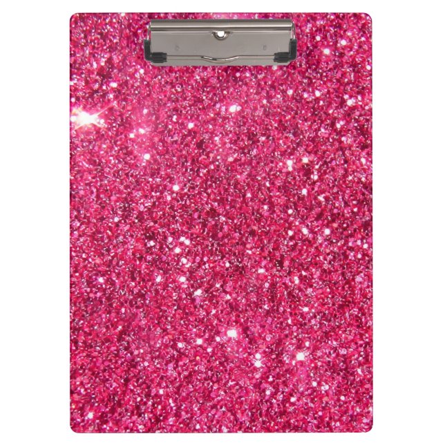 Glamour Hot Pink Glitter Clipboard (Front)