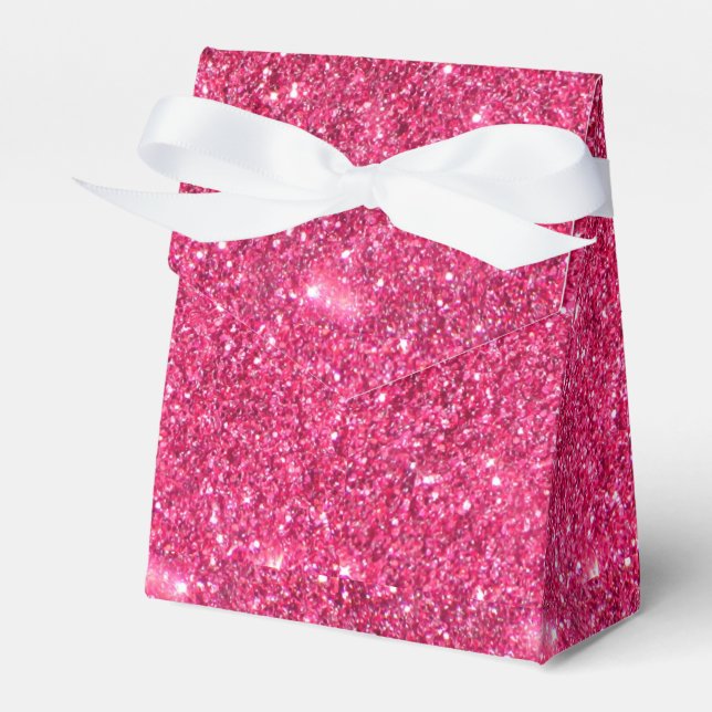 Glamour Hot Pink Glitter Favor Box (Front Side)