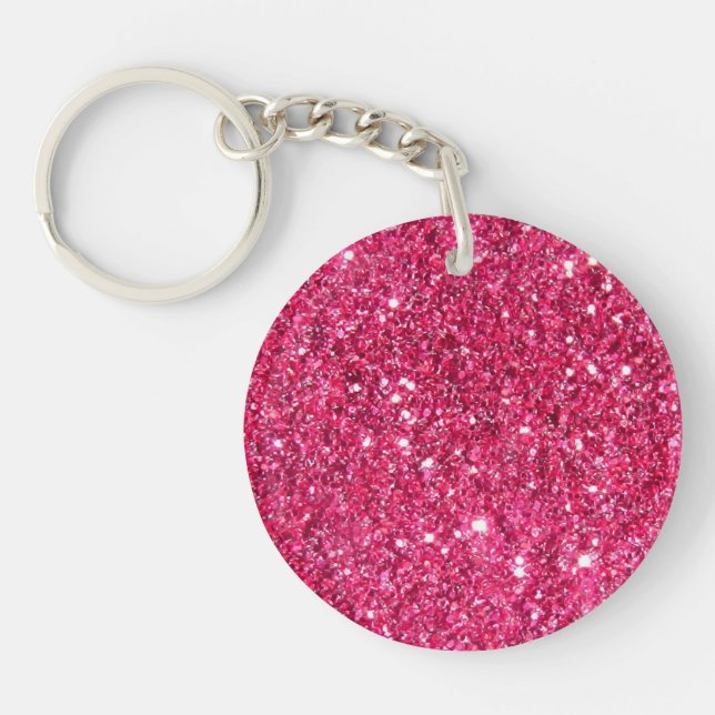 Glamour Hot Pink Glitter Keychain (Front)