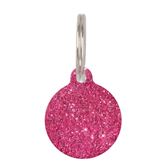 Glamour Hot Pink Glitter Pet Tag (Front)