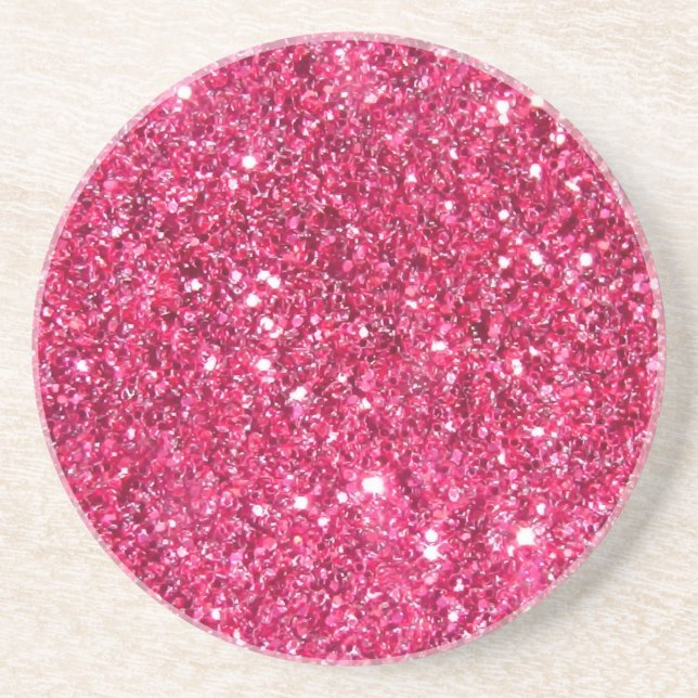 Glamour Hot Pink Glitter Print Coaster (Front)