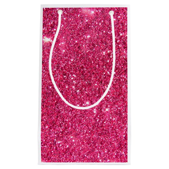Glamour Hot Pink Glitter Small Gift Bag (Front)