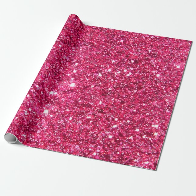 Glamour Hot Pink Glitter Wrapping Paper (Unrolled)