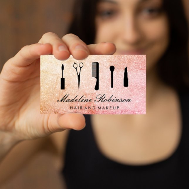 Glamour Kit Tools with Elegant Ruby Glitter Business Card (Creator Uploaded)