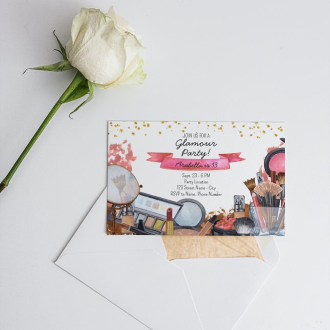 Glamour Makeup Birthday Party Invitation (Creator Uploaded)