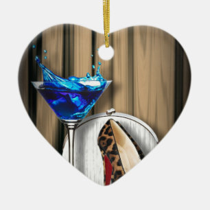 glamour martini cocktail party girl stilletos ceramic ornament