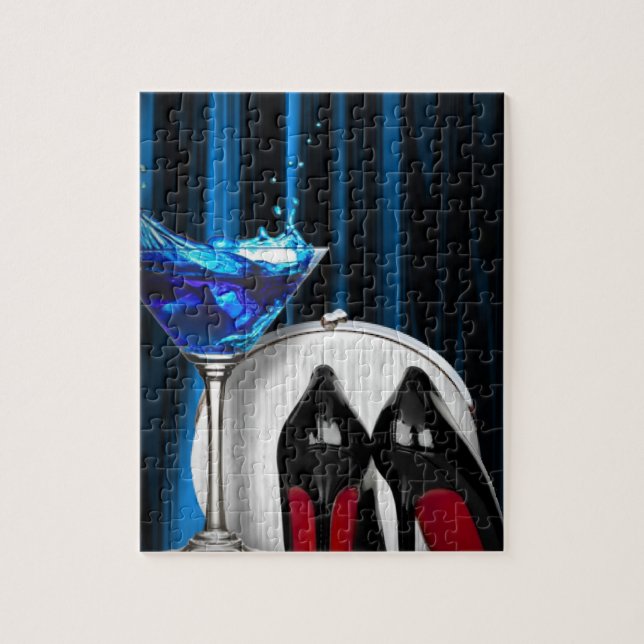 glamour martini cocktail party girl stilletos jigsaw puzzle (Vertical)