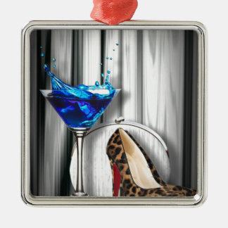 glamour martini cocktail party girl stilletos metal ornament