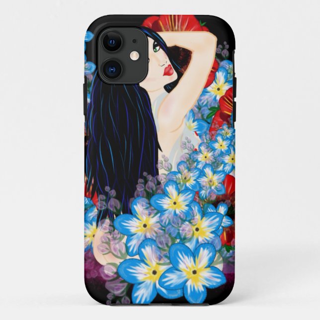 Glamour Model in Poppy flower bed, ART by LeahG Case-Mate iPhone Case (Back)