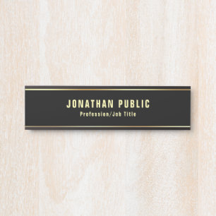 Glamour Modern Black Gold Template Elegant Trendy Door Sign