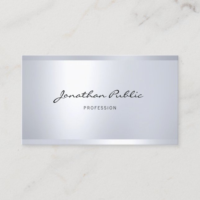 Glamour Modern Silver Look Elegant Simple Plain Business Card (Front)