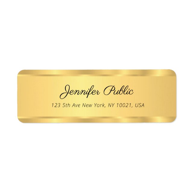 Glamour Modern Template Black Gold Return Address (Front)