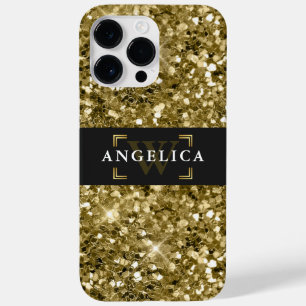 Glamour Monogrammed Sparkle Metallic Gold Case-Mate iPhone 14 Pro Max Case