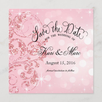 Glamour Paillettes Luxe Save the Date rose givré
