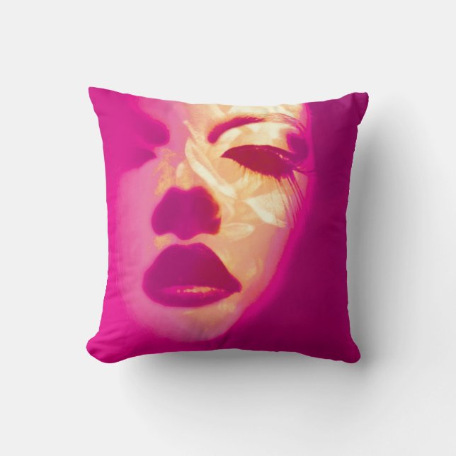 Glamour painted pink fashion face Pillow (Front)
