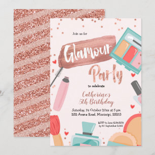 Glamour party rose gold birthday invitation