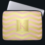 Glamour Pink and Gold Chevrons with Monogram Laptop Sleeve<br><div class="desc">Protect your laptop or tablet device in glamourous style with this pink and gold chevron stripes pattern and custom monogram that you can edit with your desired initial or other text.</div>
