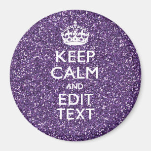 Glamour Purple Keep Calm Personalized Magnet