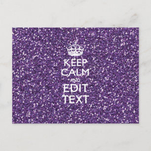 Glamour Purple Keep Calm Personalized Postcard