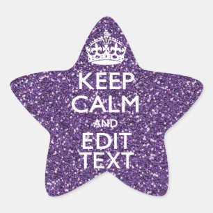 Glamour Purple Keep Calm Personalized Star Sticker