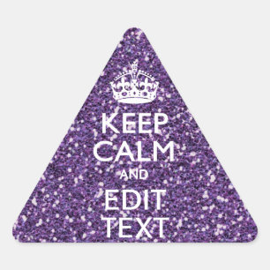 Glamour Purple Keep Calm Personalized Triangle Sticker