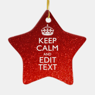 Glamour Red Festive Personalized Keep Calm Ceramic Ornament