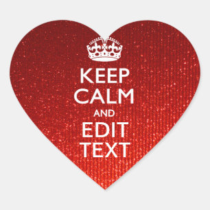 Glamour Red Festive Personalized Keep Calm Heart Sticker