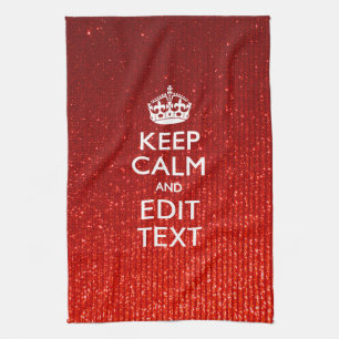 Glamour Red Festive Personalized Keep Calm Kitchen Towel
