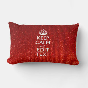 Glamour Red Festive Personalized Keep Calm Lumbar Pillow