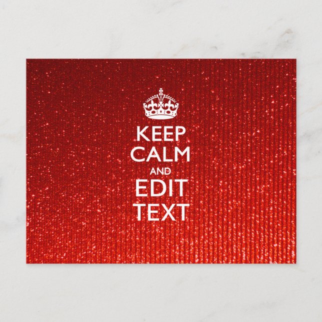 Glamour Red Festive Personalized Keep Calm Postcard (Front)